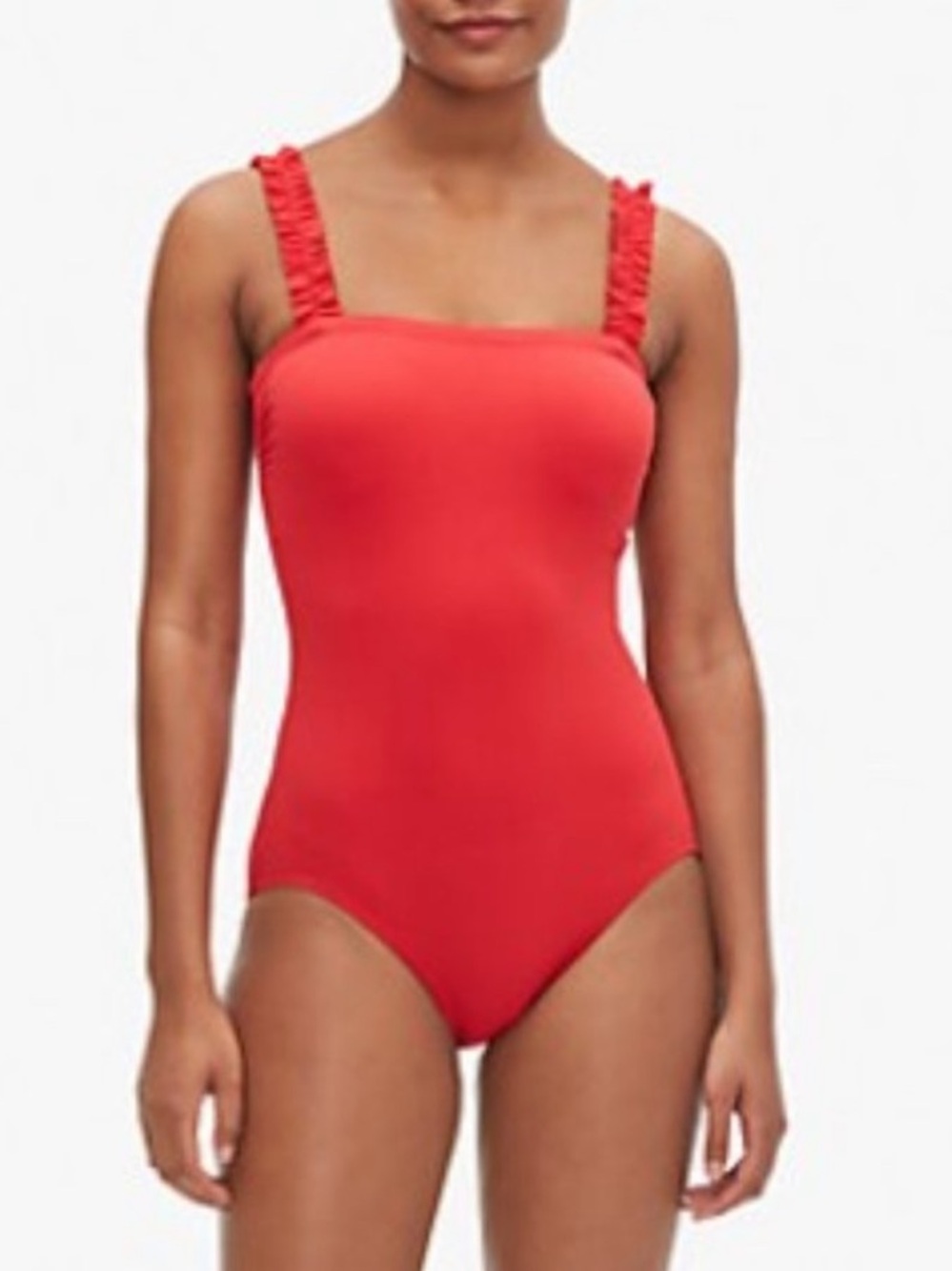 Kate Spade Cabana Ruffle Strap Square Neck One Piece Iced Cherry Medium NWT